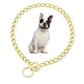 Teleyi Sy3140 Gold Dog Chain Collar Metal Slip Link Martingale Training Heavy Du