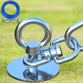 Topknot Stake 20ft Dog Tie Out Cable And Stake With 20ft Heavy Duty 360 Swivel Run