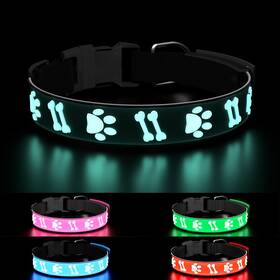 Topoto 752700042544 Light Up Dog Collar 3d Design/adjustable/rechargeable/waterproof/15 Lighting