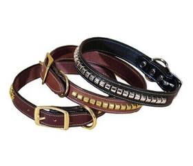 Tory Leather 1527-22 1 Inch Clincher Dog Collar - Black 22