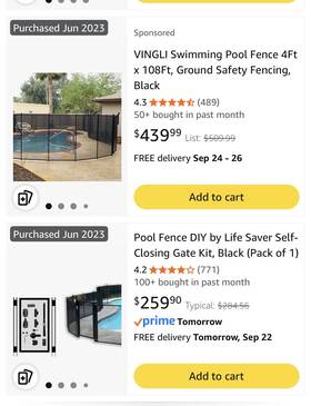 Vingli 810158422070 Swimming Pool Fence 4ft X 108ft Ground Safety Fencing Black And Gate New