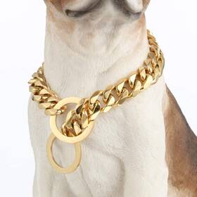 W/w Lifetime Dd016-19mm-26 Dog Chain Collar Choke Heavy Duty Chew Proof 19mm 14k Gold Plated Stai