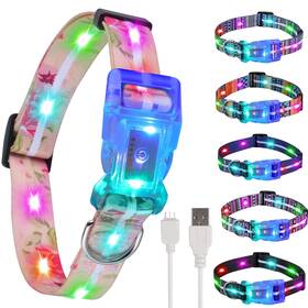 Yushang Ys20220920 2 Pack Light Up Dog Collars Led Collar Rechargeable Waterproof 2-in-1 Buc
