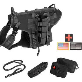 Zacitlei Yankeu04 Tactical Dog Vest Harness And Training Collar With Bungee L... Fast Ship