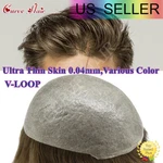 Mens Toupee Ultra Thin Skin Hair Replacement System Invisible V-loop Piece. Fixed Price $149.00.
